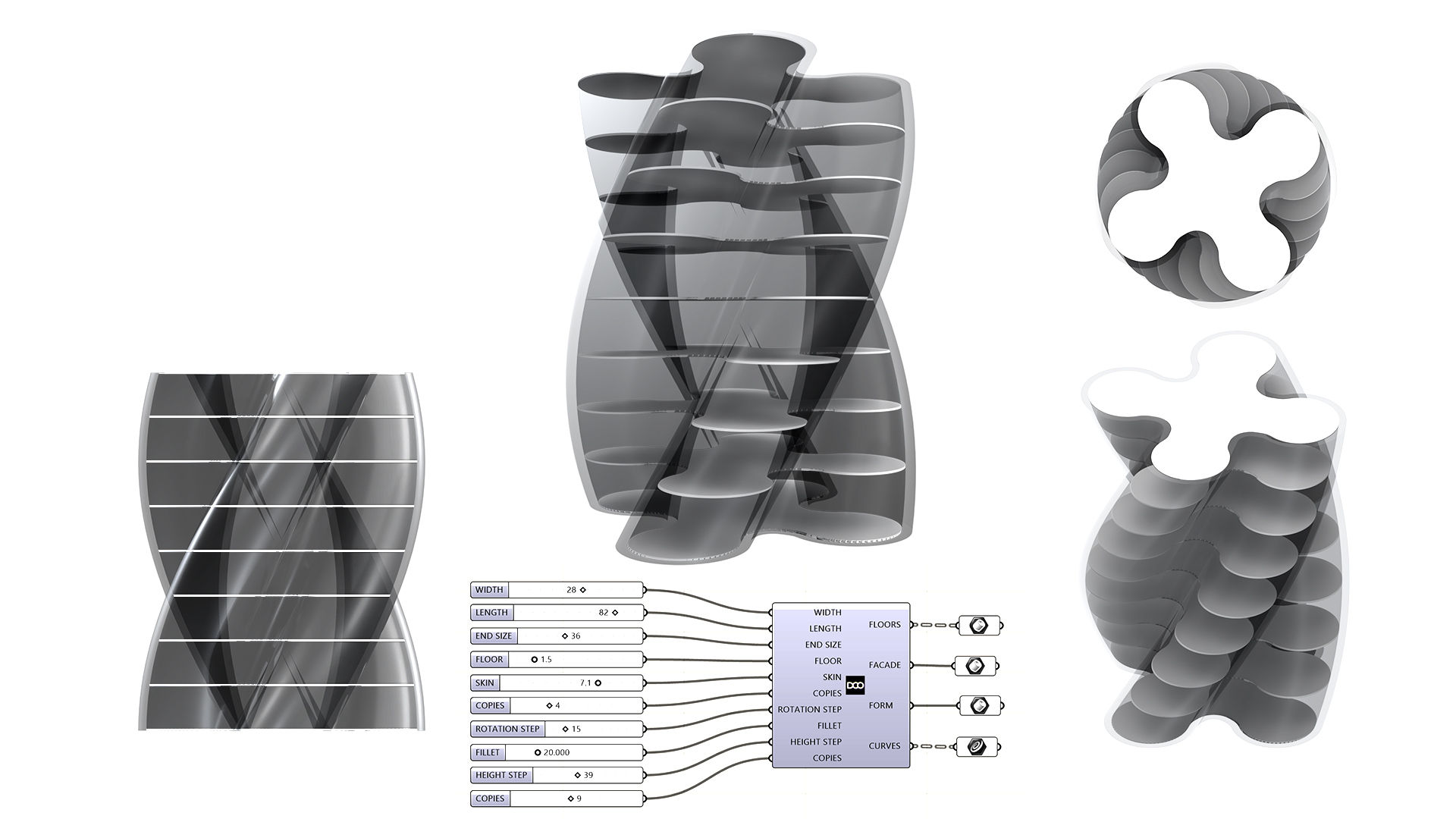 Multi-floor Form Finding Tower Array with Skin v1