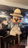 Mickey Mouse in safari attire at Tusker House