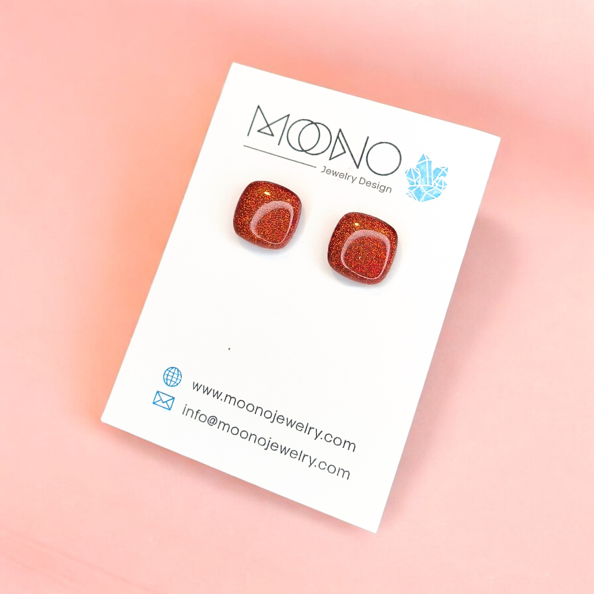 Akciós pötty fülbevaló No. 59. - csillámos rozsdabarna