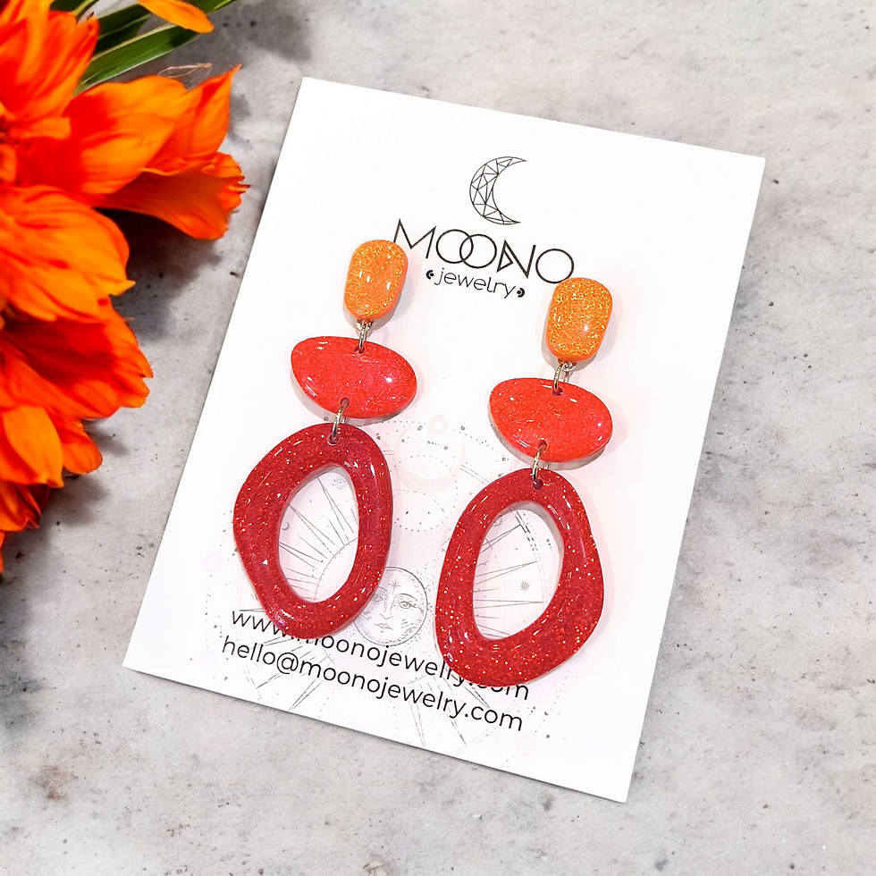 Funky Pebbles No. 3. fülbevaló - red tropical