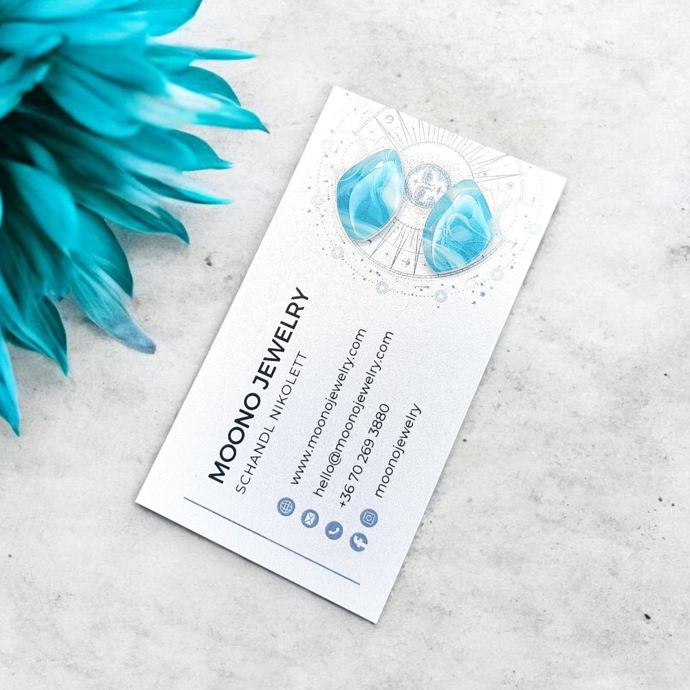 Funky Pebbles Mini No. 2. fülbevaló - turquoise waves