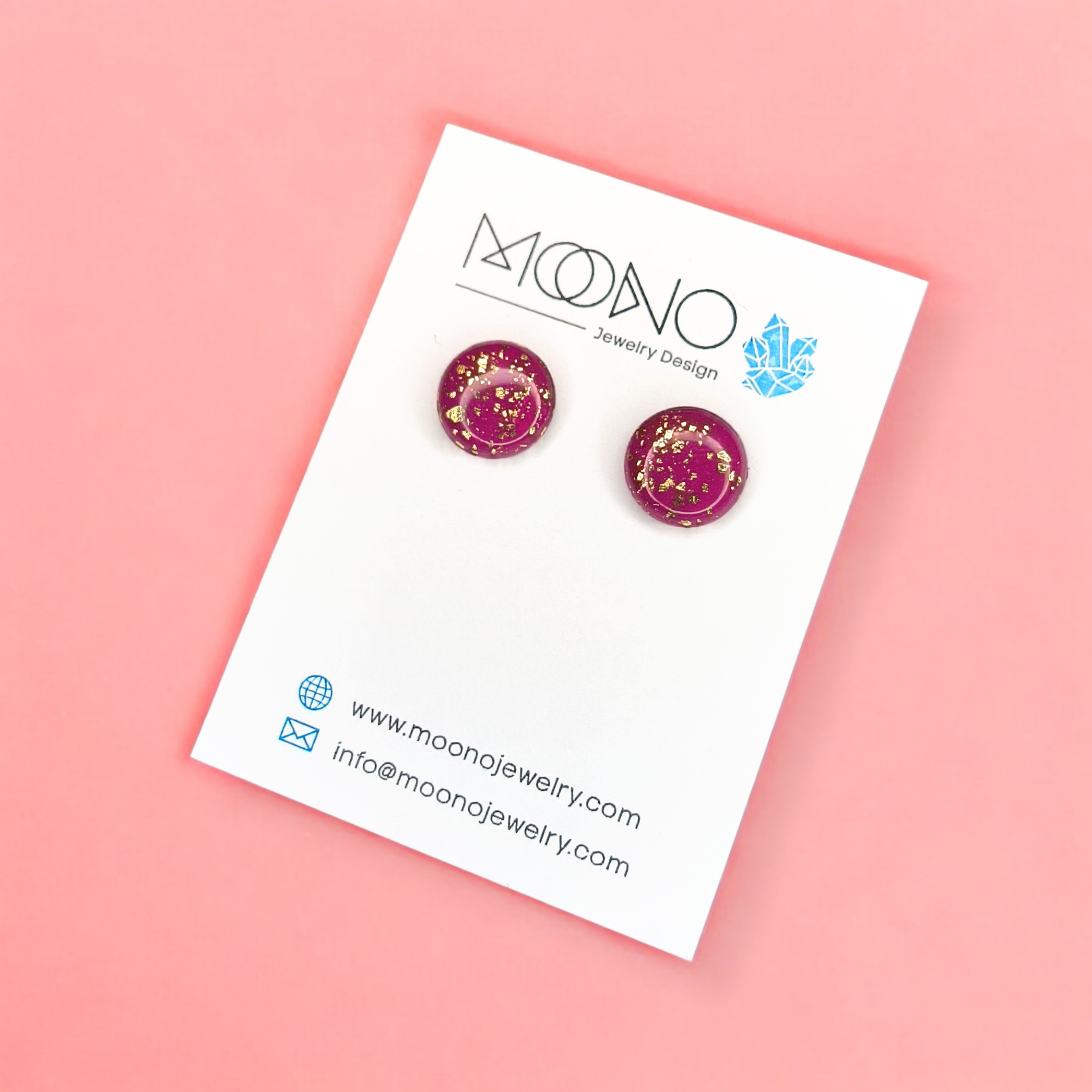 Akciós pötty fülbevaló No. 45. - bíbor/ arany