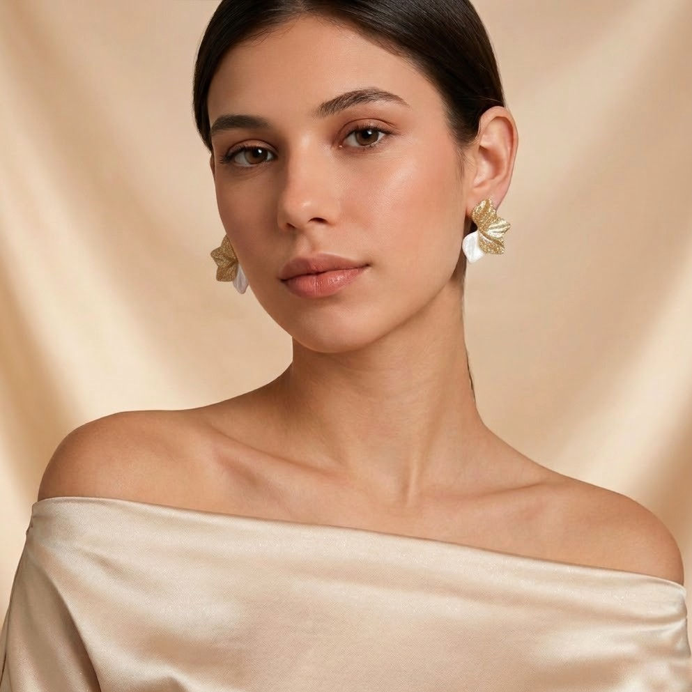 Celine earrings - champagne/white 2.