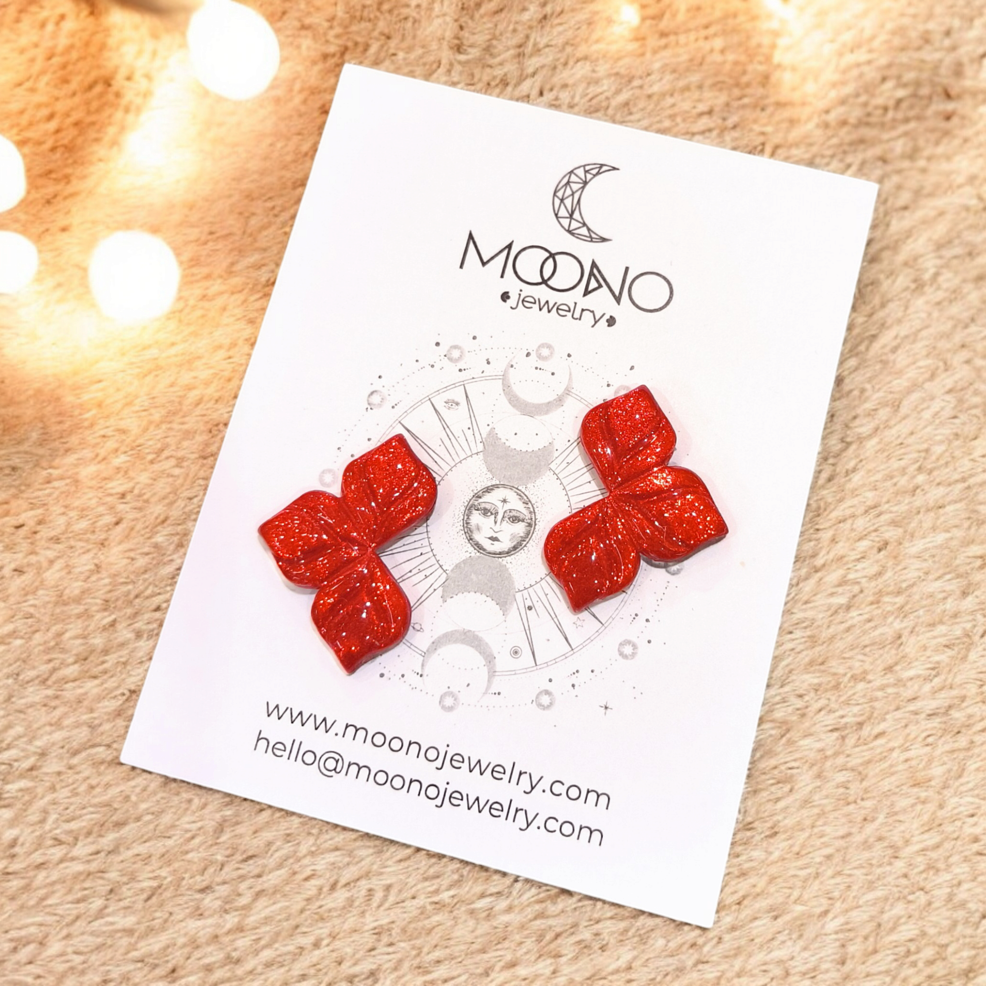 Emily fülbevaló - csillámos piros