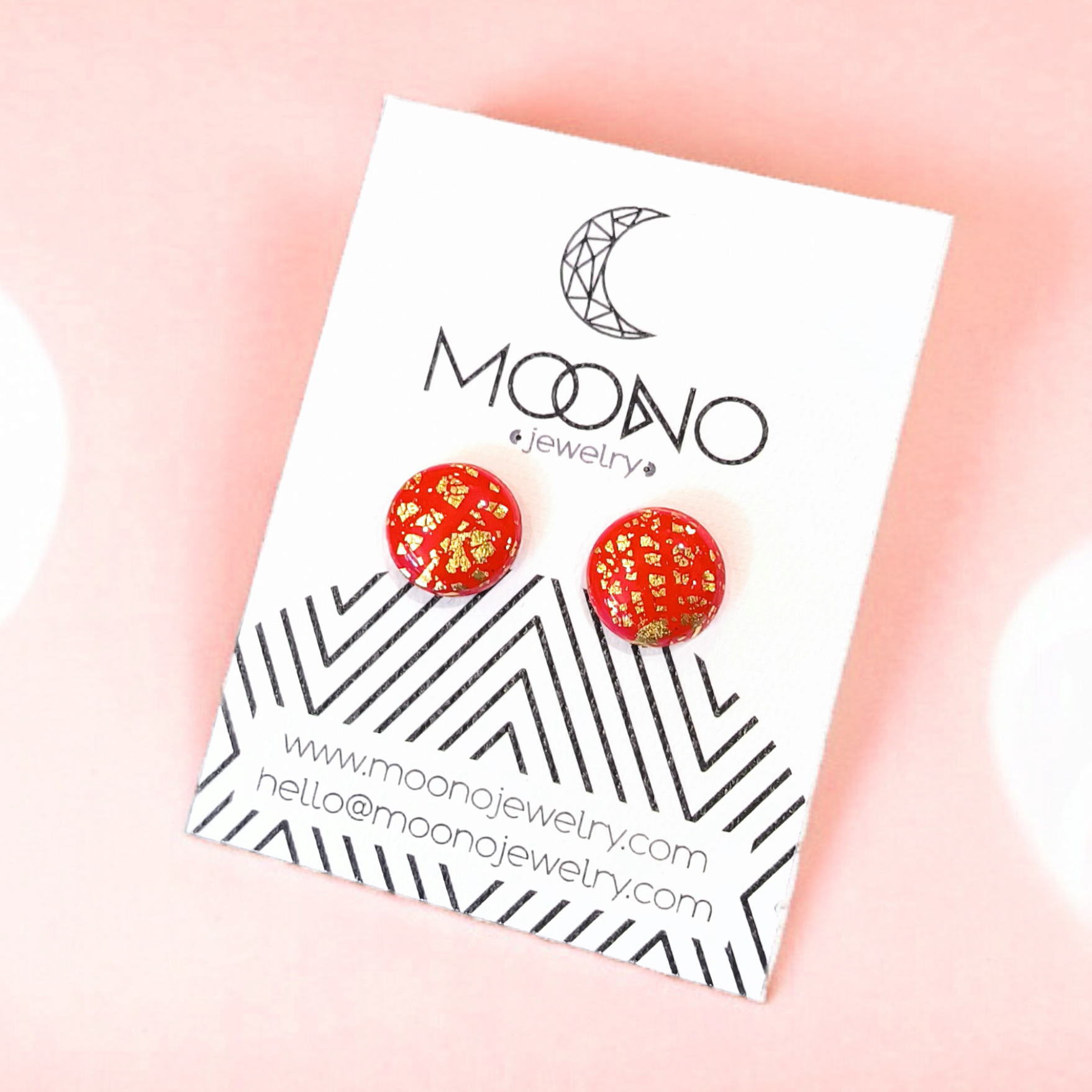 Piros-arany bedugós pötty fülbevaló