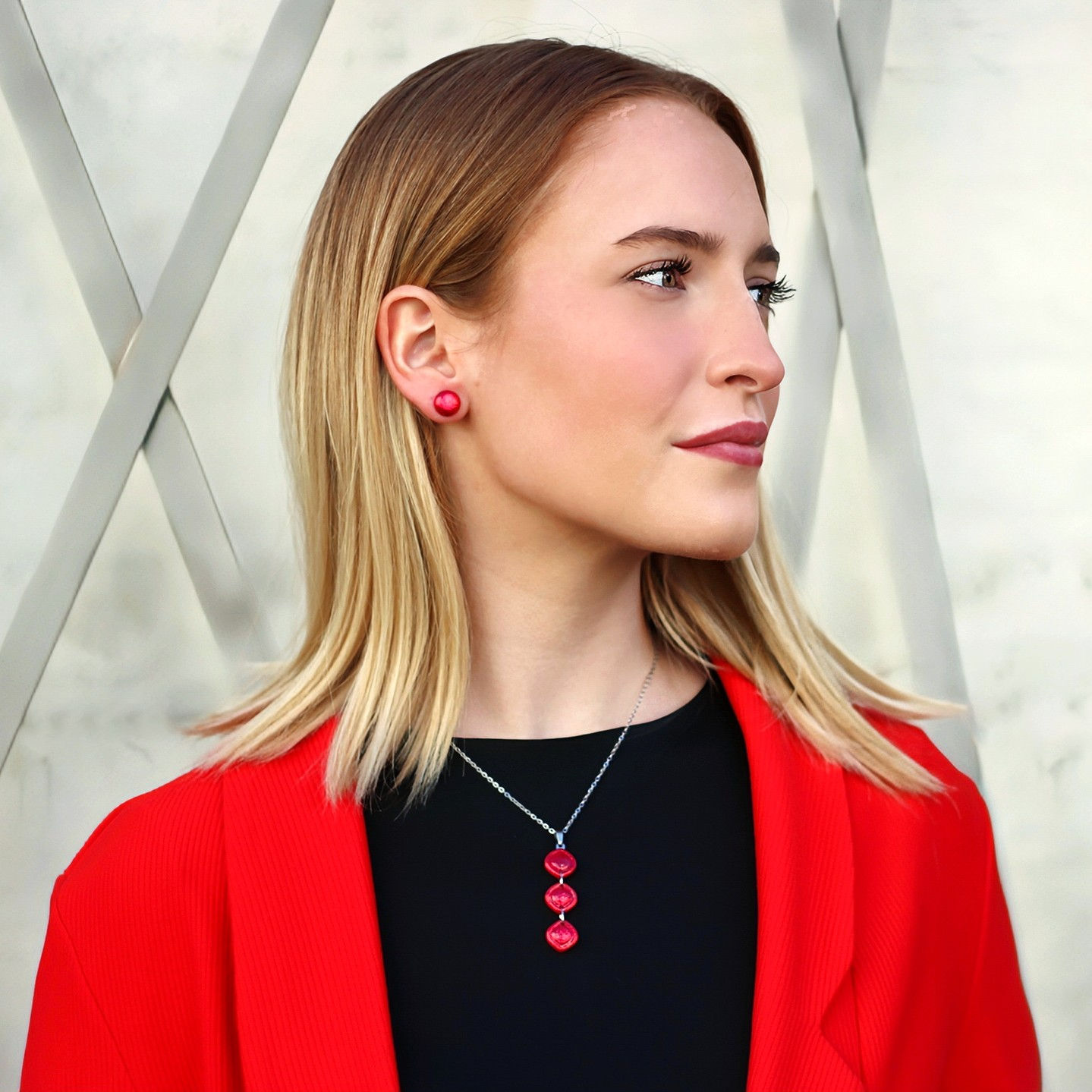 Lea nyaklánc pötty fülbevalóval szettben - választható színben