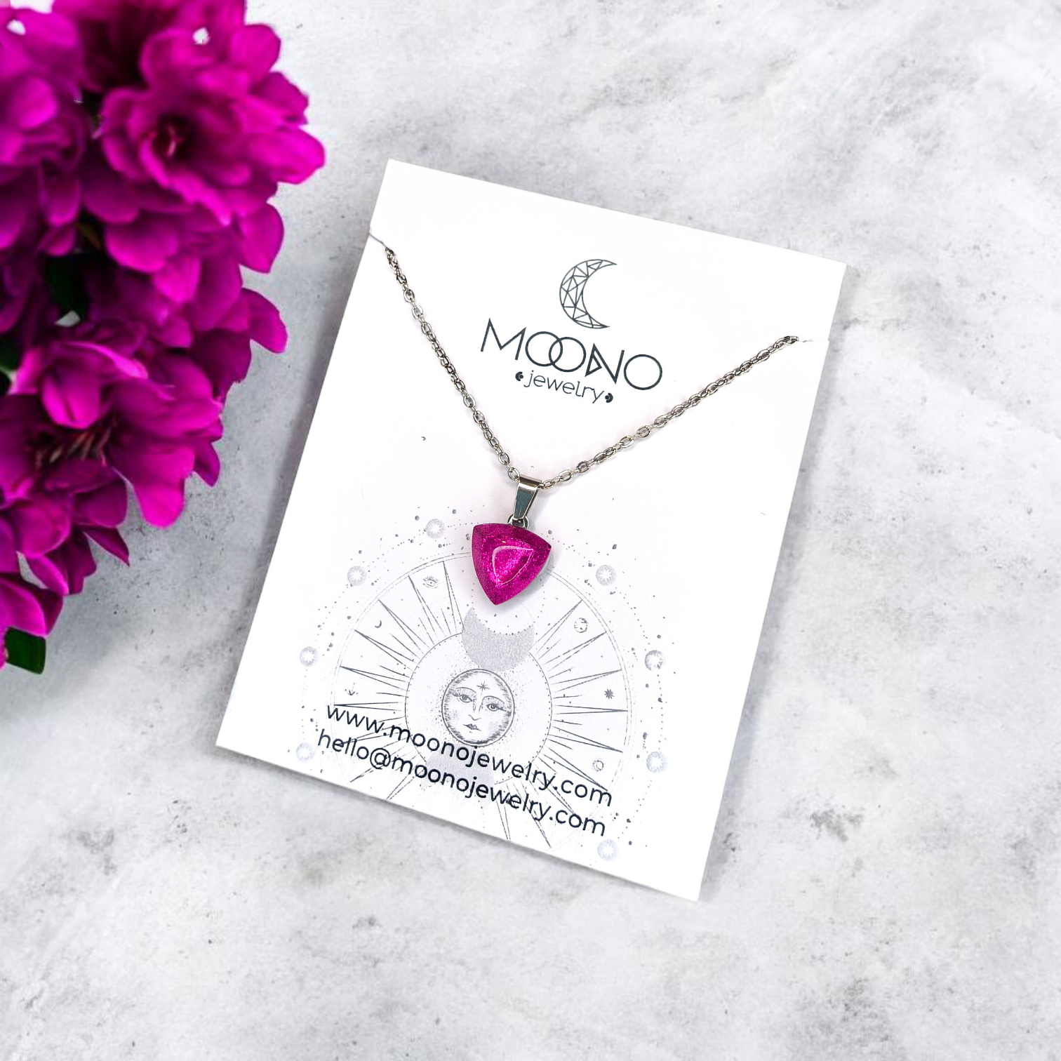 Gem Collection triangle pendant necklace in various colors