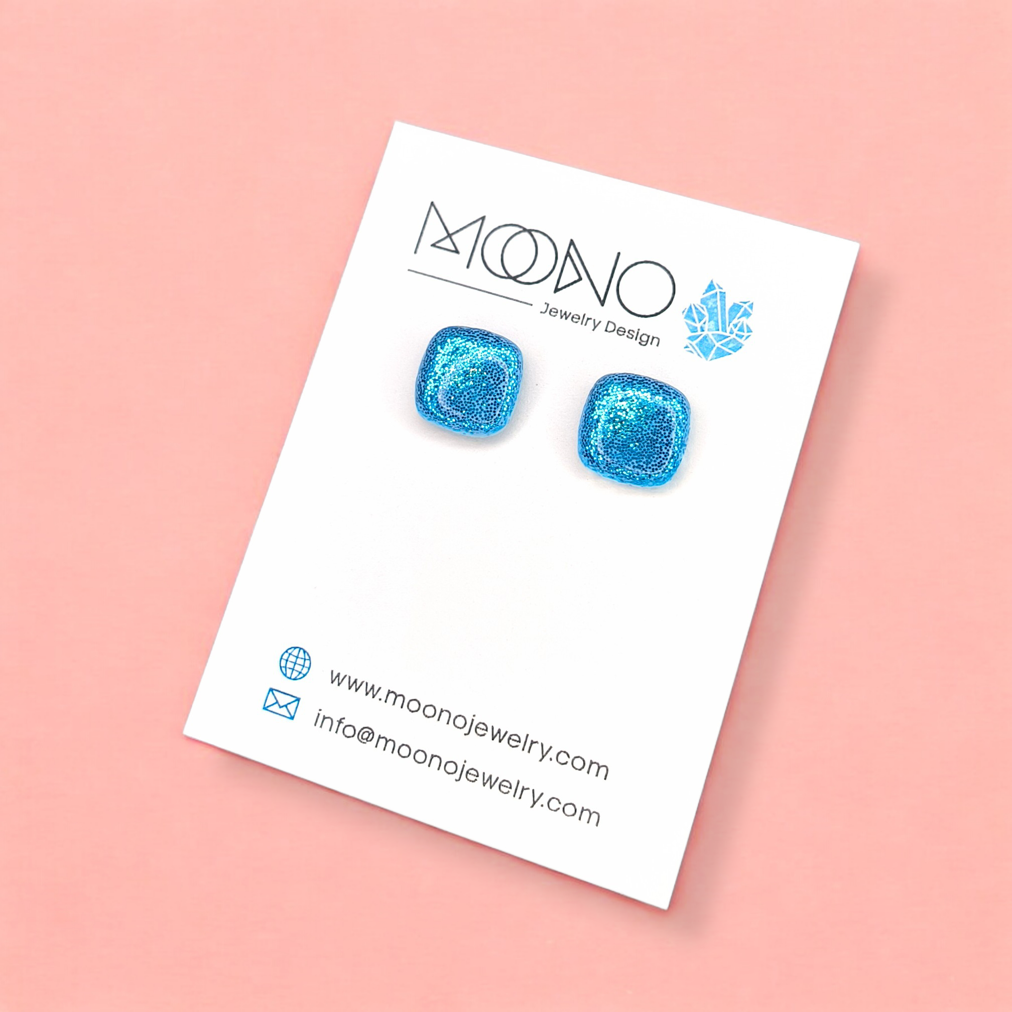 Akciós pötty fülbevaló No. 41. - csillámos világoskék