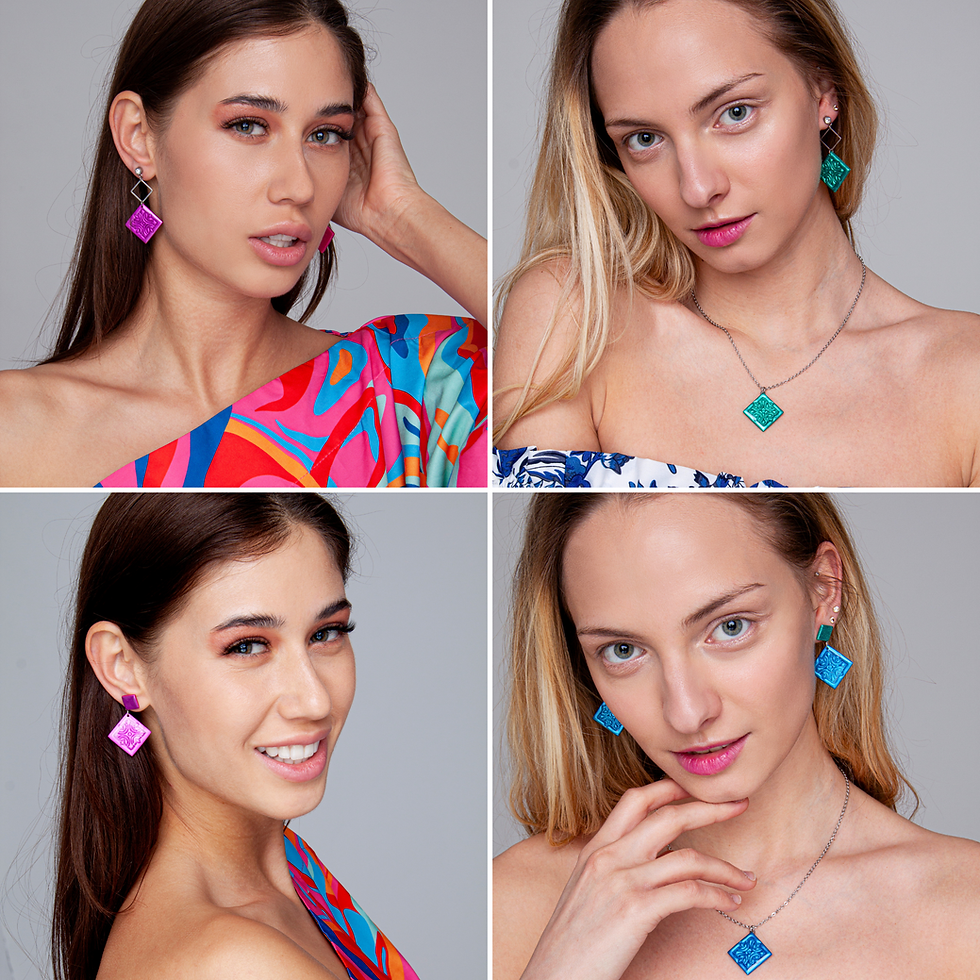 Thumbnail: Mosaic earrings in a choice of styles - cherry burgundy