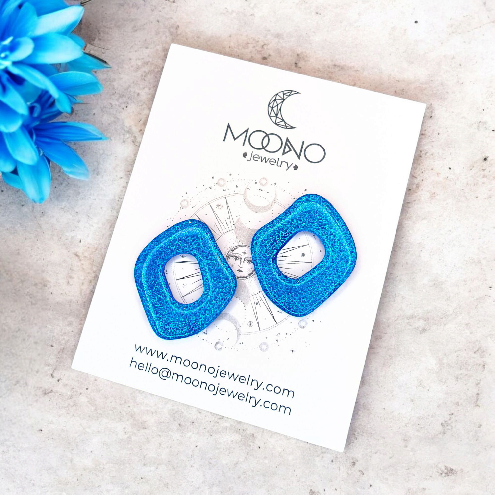 Funky Pebbles No. 6. fülbevaló - tengerkék