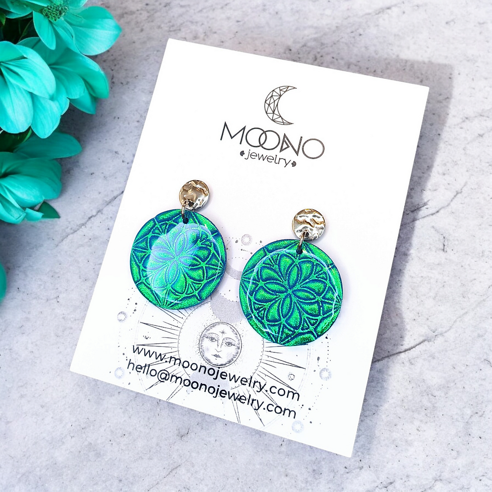 Thumbnail: Morocco earrings - iridescent greenish blue