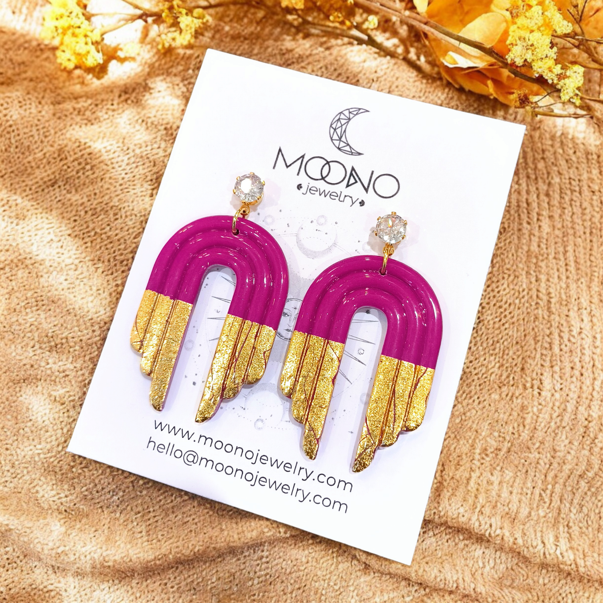 Violet fülbevaló - bíbor / arany