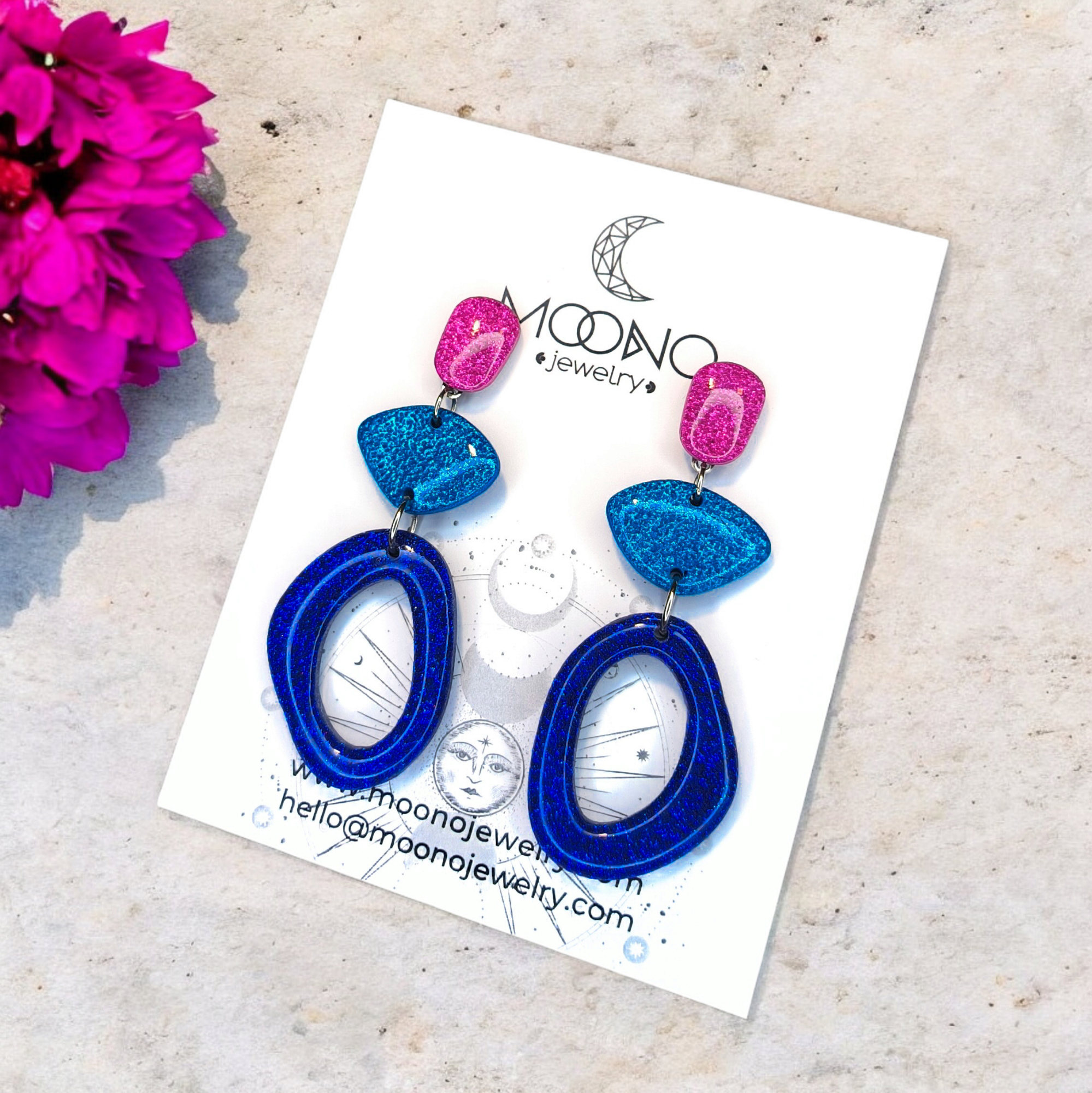 Funky Pebbles No. 3. fülbevaló - ocean bloom mix