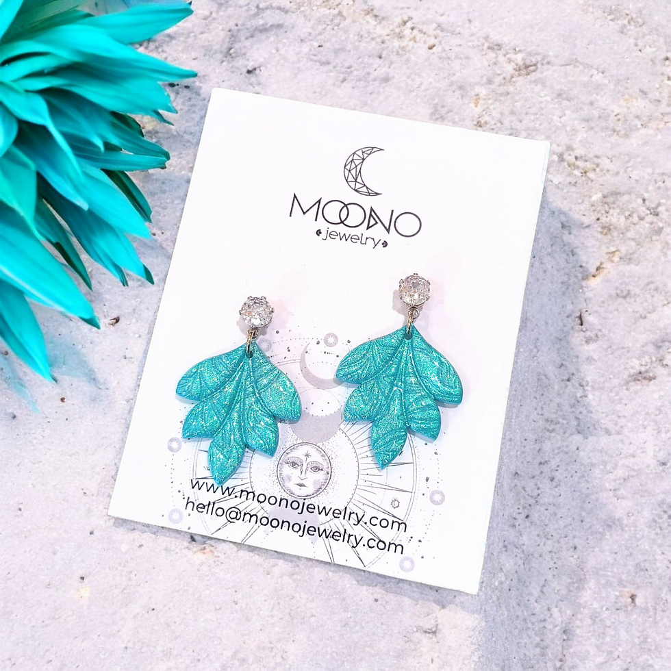 Amber fülbevaló - csillámos türkizkék