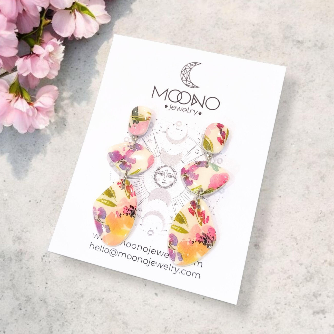 Funky Pebbles No. 2. earrings - spring flowers 2.