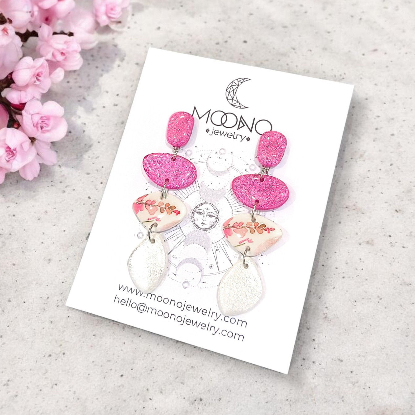 Funky Pebbles No. 4. earrings - rosy spring 2.