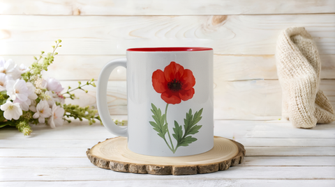 mugg, vallmo, röd, nordisk design, 