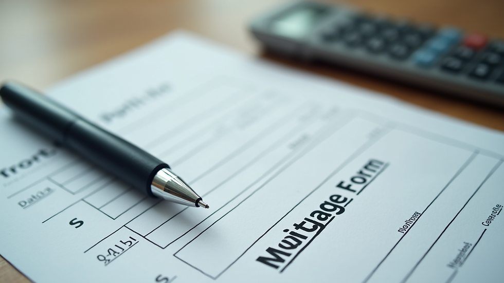 Close-up view of a mortgage application form with a pen