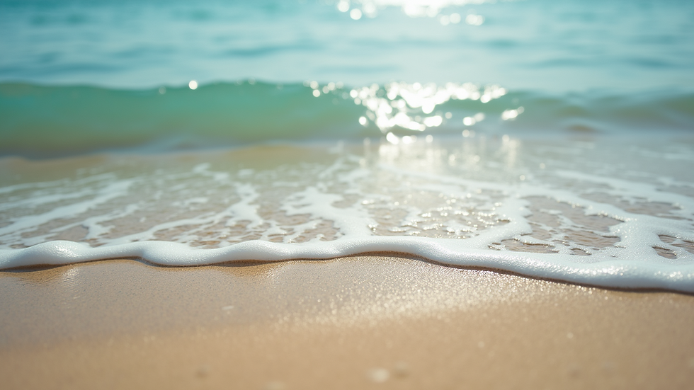 Close-up view of a sandy beach with clean, clear water and no litter