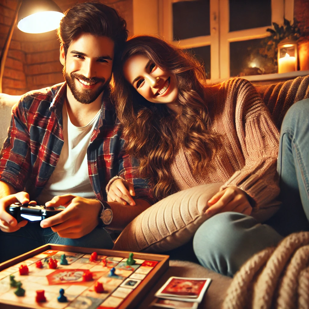 Glückliches Paar spielt miteinander