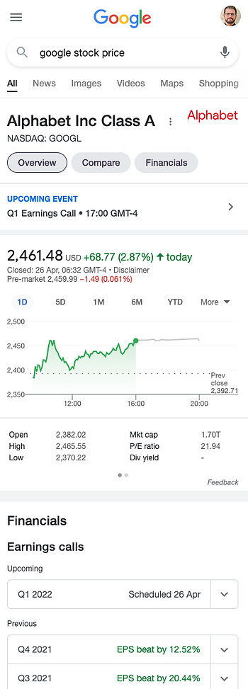 Google'ın Hazır Cevap Kutusu, mobil cihazlarda ekranın üst kısmındaki tüm alanı kaplıyor.