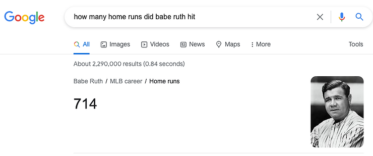 Herhangi bir sitenin URL'sini göstermeden kullanıcının arama sorgusuna cevap veren Doğrudan Cevap Kutusu.