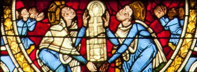 Aliénor d'Aquitaine, vitrail de la crucifixion, Poitiers cathédrale Saint-Pierre
