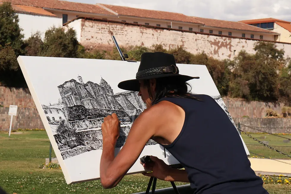 A Man Making a Sketch - Confident, purposeful mark-making
