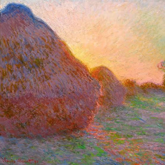 Monet's haystacks show how light and atmosphere dissolve rigid forms
