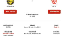 Turneringsopstart i Påsken 2026 - Lokalopgør - Birkende BK vs. KR70 S2 kval. Torsdag kl. 11:00