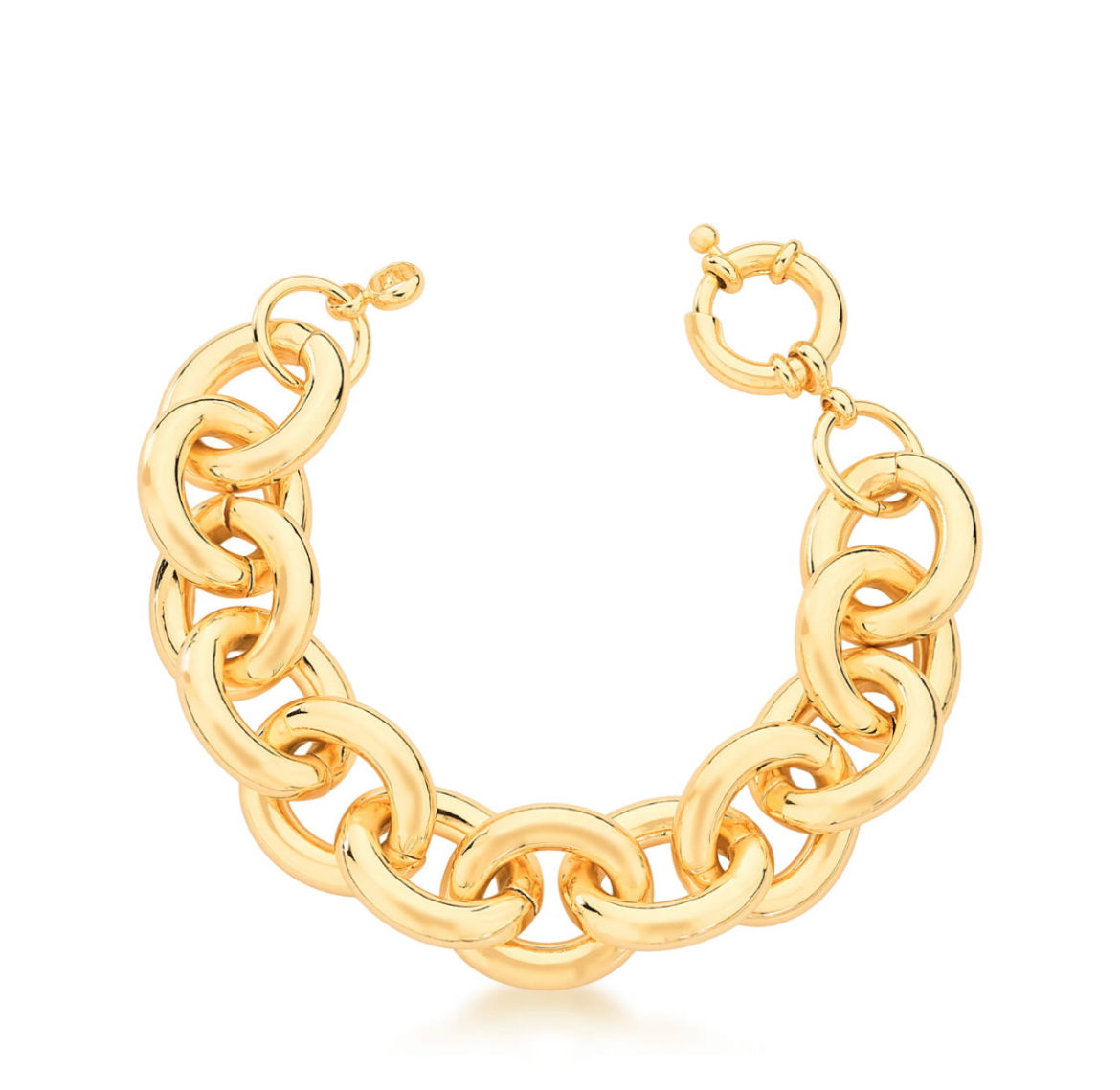 PULSEIRA COM ELOS OVAIS LISOS BANHADO A OURO