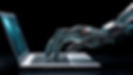 Robot's hand typing on laptop