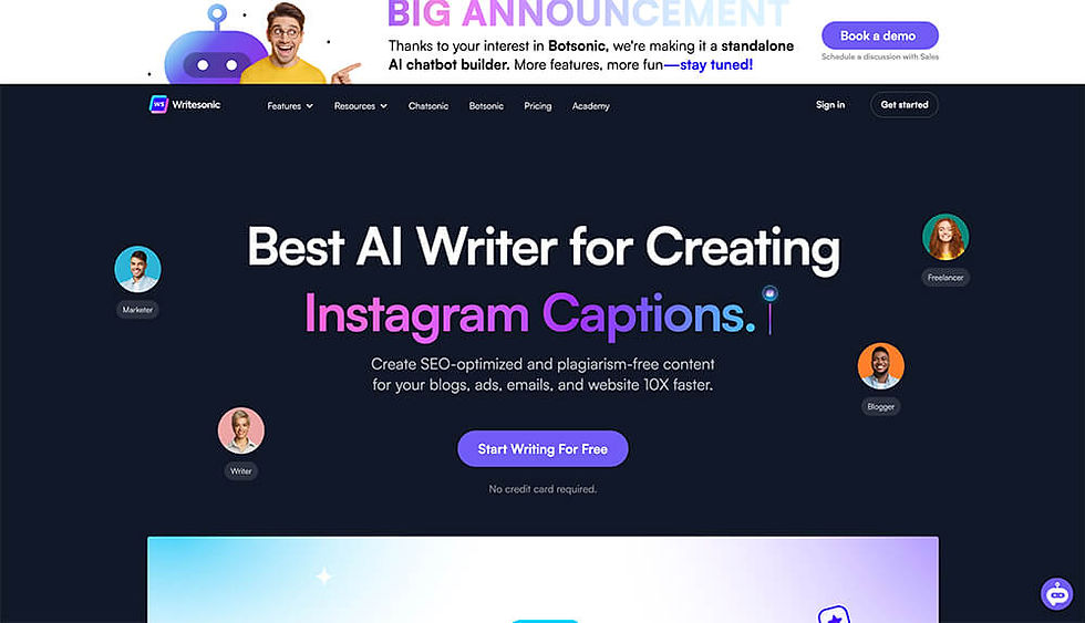 Writesonic Review & website screenshot
