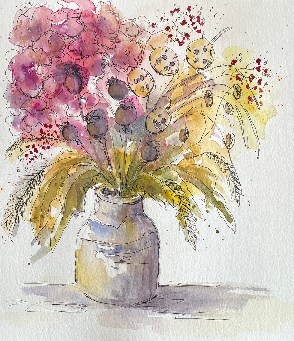 Loose and Lively Flowers in a Vase Watercolour with Debs Burrow