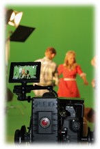 Film recording in front of green screen
