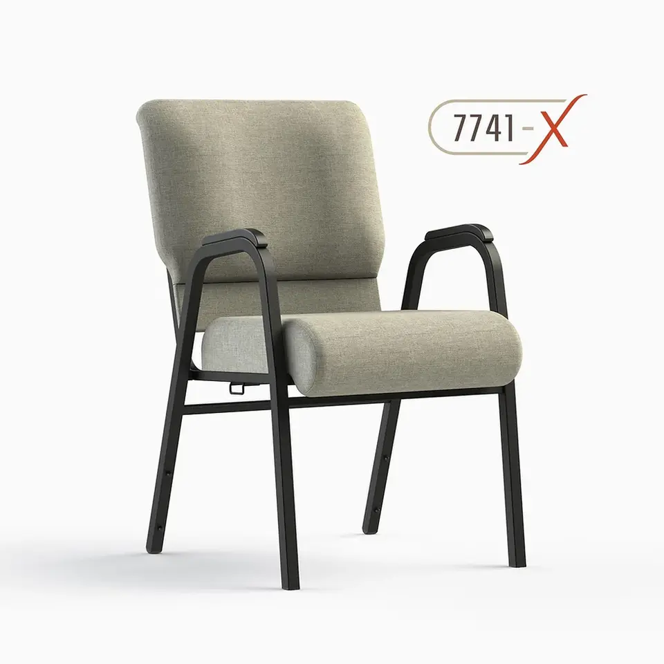 light beige ComforTek 7741-X Armed Worship Chair front view