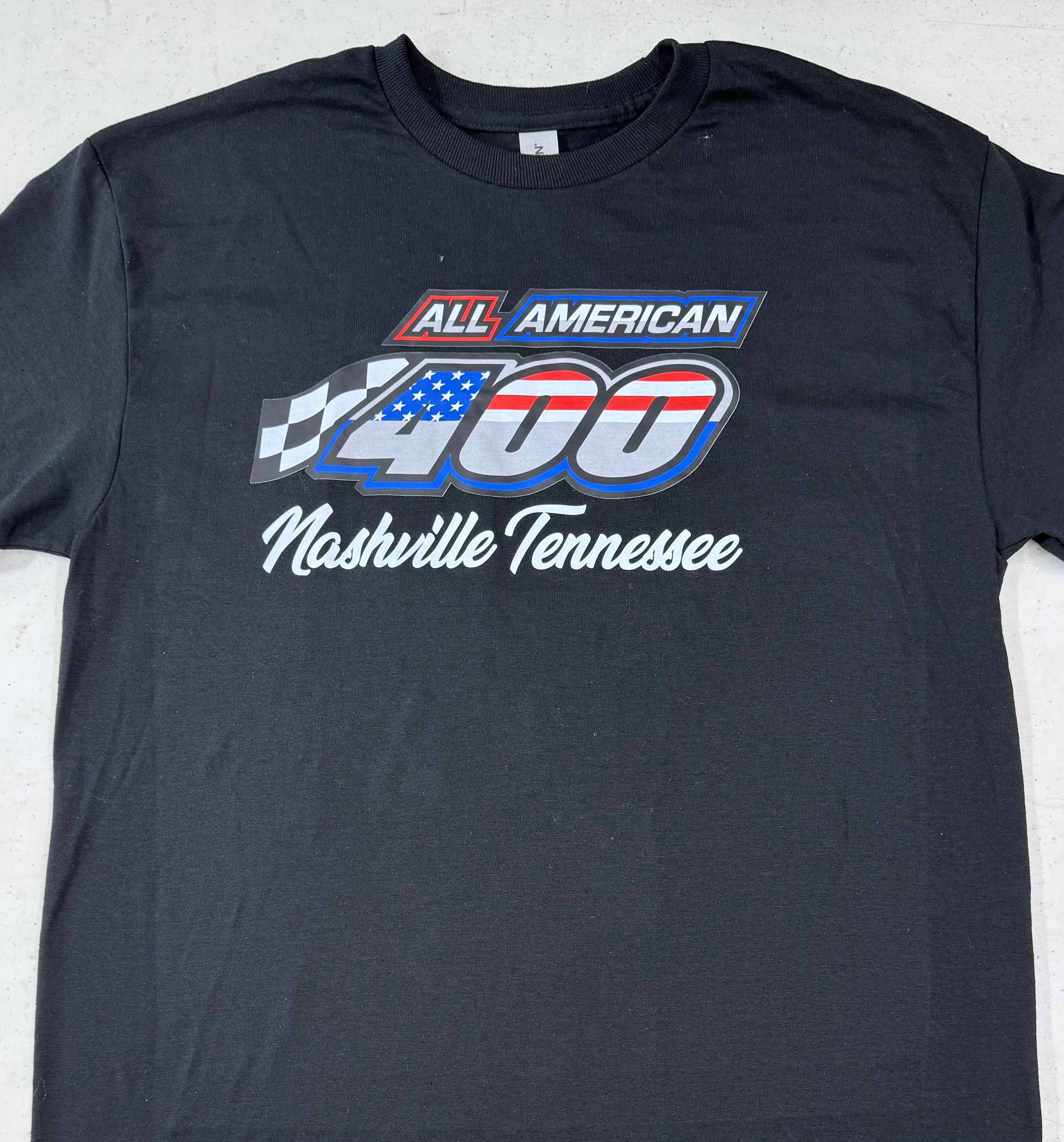 All American 400 Black Logo Short Sleeve T-Shirt