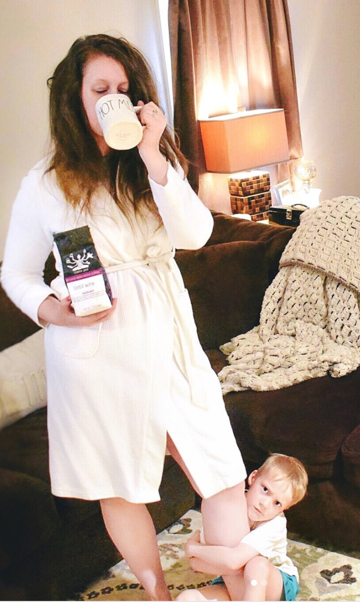 Mom drinking coffee