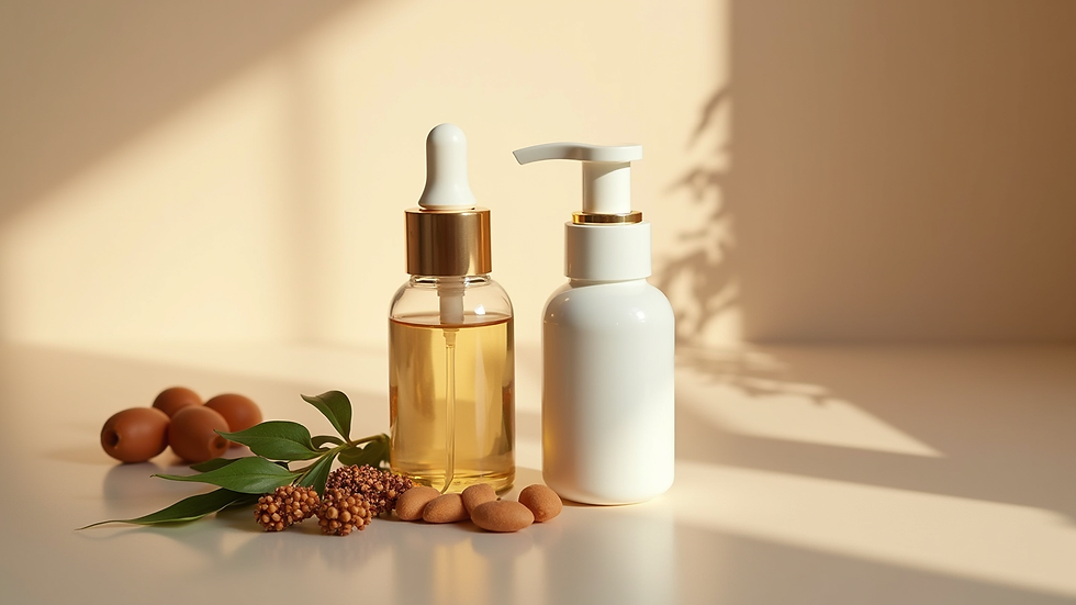 Close-up view of a skincare product with natural ingredients
