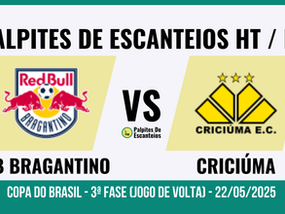 Red Bull Bragantino x Criciúma: palpites de escanteios HT / FT - 22/05/2025