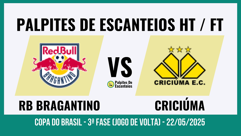 Red Bull Bragantino x Criciúma: palpites de escanteios HT / FT - 22/05/2025