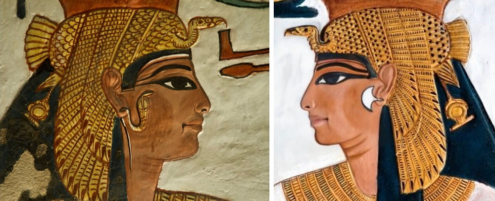 Nefertari’s golden cobra earrings (© Lion Television) & earrings of Greek silver (©ZME)