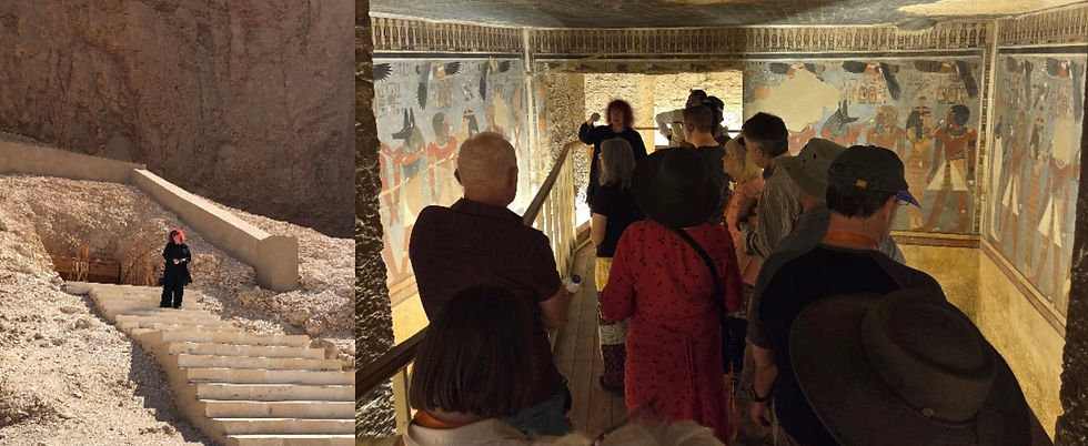 Outside & inside the tomb of Amenhotep III in the Western Valley (© J.Murray & I.Coyne)