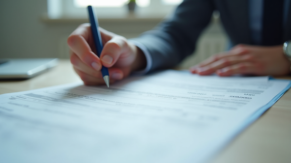 Eye-level view of a person filling out a health questionnaire for insurance