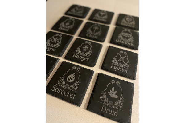 Thumbnail: Dungeons & Dragons Class Symbols Engraved Coaster Set with Presentation Box