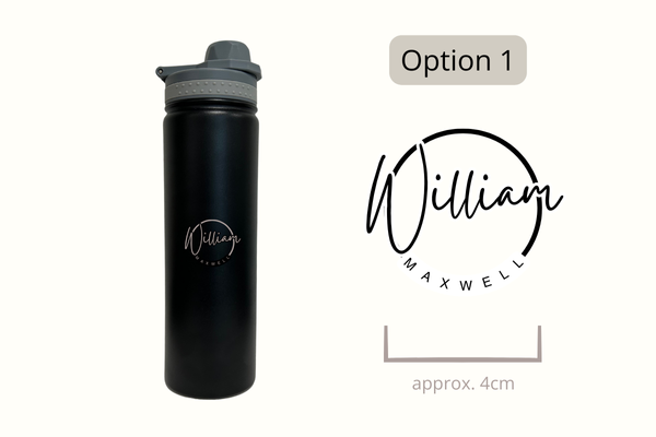 Thumbnail: Black Thermal Water Bottle Personalised 750ml