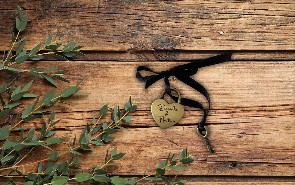 Thumbnail: Love Locket - Brass Lock Personalised Charm Engraved Couple Wedding Anniversary