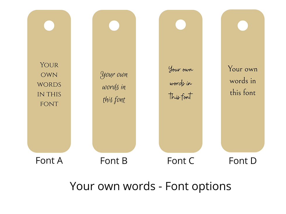Thumbnail: Font Options for customisation of a bronze bookmark