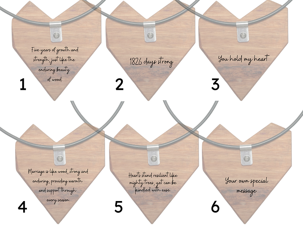 Thumbnail: Wooden Heart Statement Necklace Pendant - 5 year anniversary gift