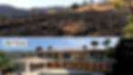 BEFORE, AFTER: Burnt land to modern home with pool, post-fire rebuilding.